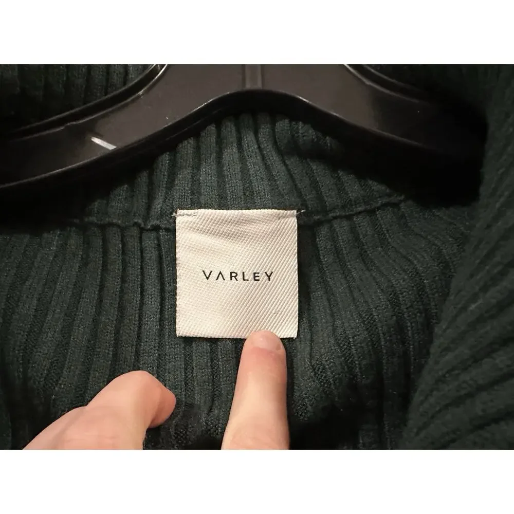 VARLEY Carmen Rib-Knit Zip Through Cardigan Darkest Spruce Sweater Large L